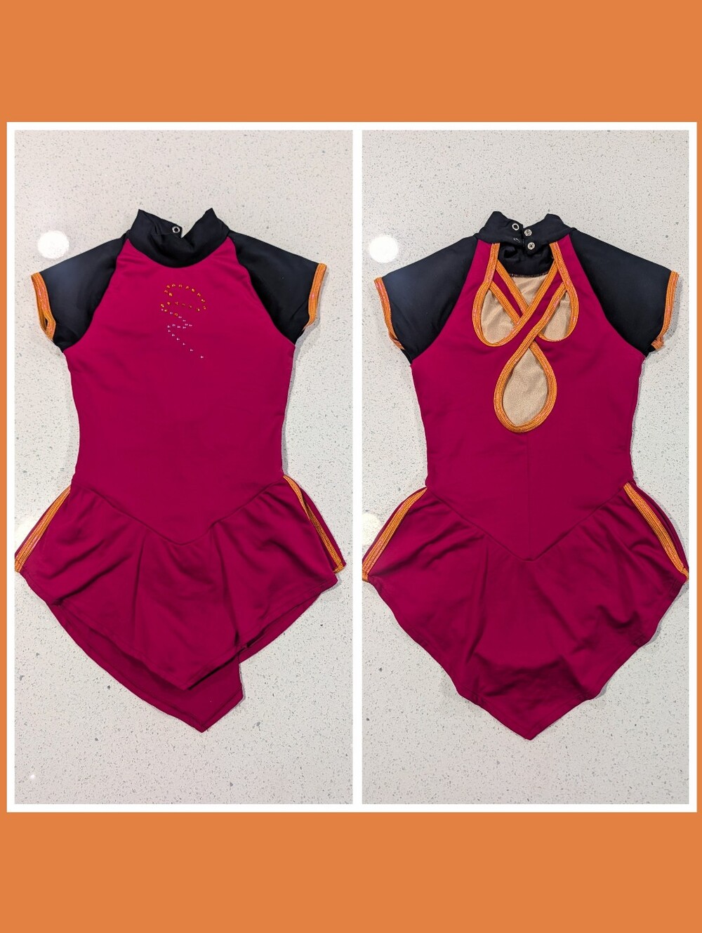 GK Elite Ice Figure Skating Baton Twirling Dance Skirted Dress Leotard CL Large